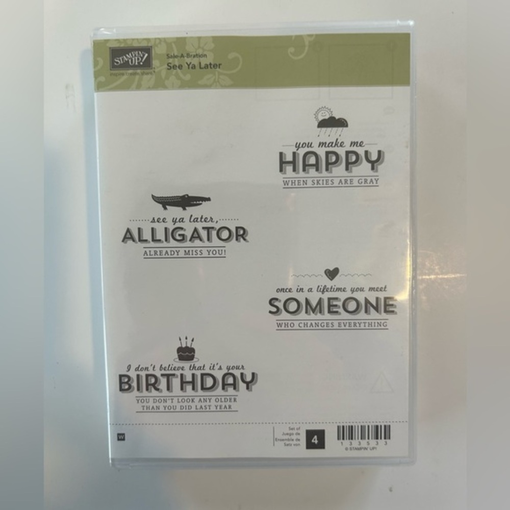 STAMPIN UP RETIRED SEE YA LATER WOOD MOUNT STAMP SET